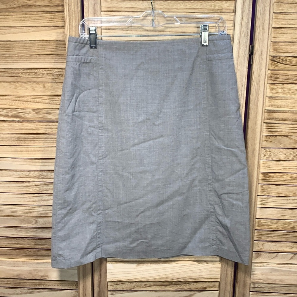 Banana Republic Lined Gray Midi Skirt Zipper Size 8 - Picture 2 of 8